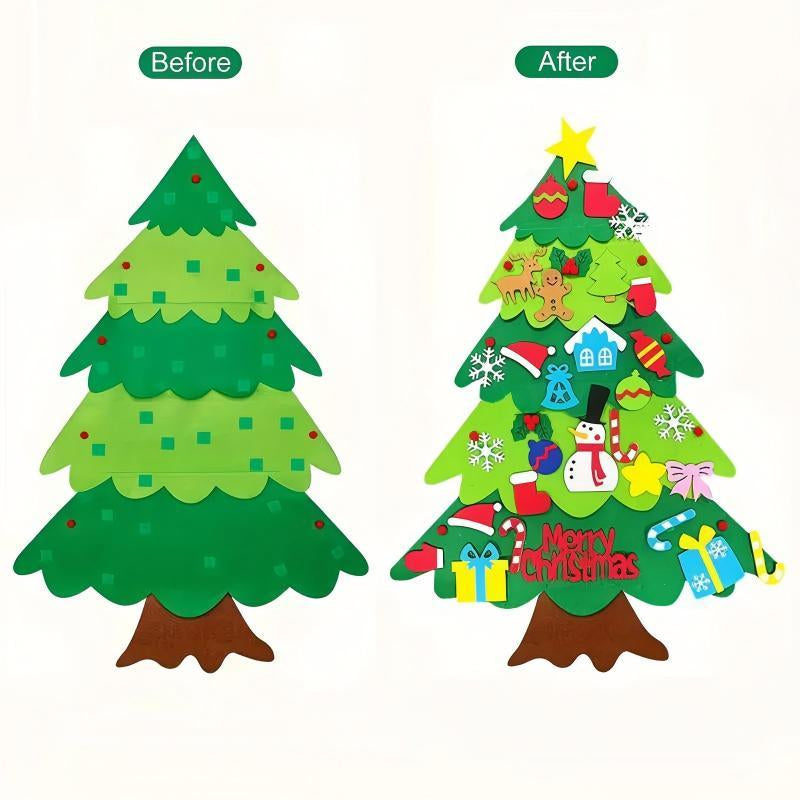 Felt Christmas Tree with Detachable Ornaments, 1 Set Hanging Xmas Tree Kit, DIY Handicrafts Festival Wall Decoration without Battery, Thanksgiving, Chrismats Gift Set