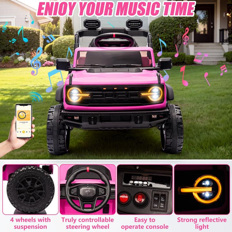Segmart 12V Licensed Ford Bronco Raptor Ride on Car for Kids, Electric Truck with Remote Control, LED Lights & Music, Outdoor Kids Gift