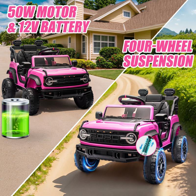 Segmart 12V Licensed Ford Bronco Raptor Ride on Car for Kids, Electric Truck with Remote Control, LED Lights & Music, Outdoor Kids Gift