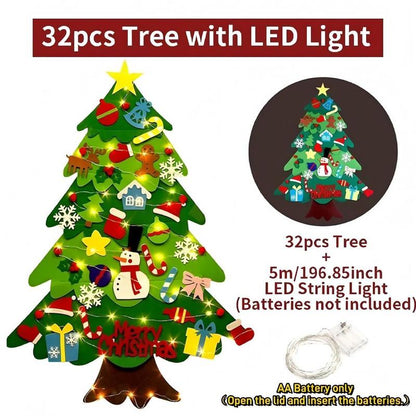 Felt Christmas Tree with Detachable Ornaments, 1 Set Hanging Xmas Tree Kit, DIY Handicrafts Festival Wall Decoration without Battery, Thanksgiving, Chrismats Gift Set