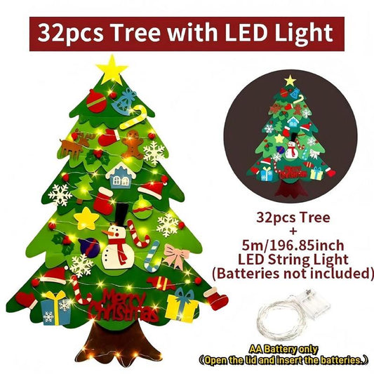 Felt Christmas Tree with Detachable Ornaments, 1 Set Hanging Xmas Tree Kit, DIY Handicrafts Festival Wall Decoration without Battery, Thanksgiving, Chrismats Gift Set