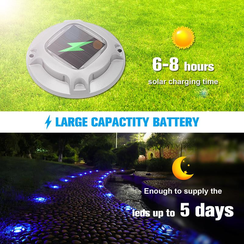 VOLISUN 12 Pack Solar Dock Marine Lights ,Outdoor LED Solar Powered Waterproof Driveway Marker Deck Lights for Warning Step Sidewalk Pathway (White/Blue)