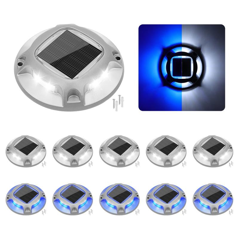 VOLISUN 12 Pack Solar Dock Marine Lights ,Outdoor LED Solar Powered Waterproof Driveway Marker Deck Lights for Warning Step Sidewalk Pathway (White/Blue)