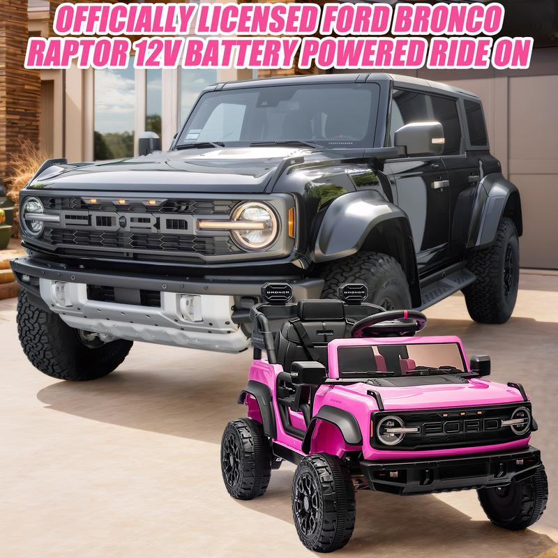 Segmart 12V Licensed Ford Bronco Raptor Ride on Car for Kids, Electric Truck with Remote Control, LED Lights & Music, Outdoor Kids Gift