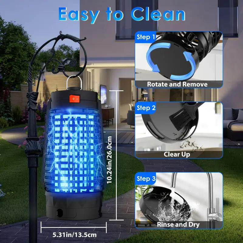 Bug Zapper, 4200V High Powered Mosquito Zappers Killer, Portable Electric Fly Zapper for Outdoor & Indoor, Fly Traps with Hanging Hook, Flying Insects Catcher for Home, Garden, Backyard, Camping, Patio, Yard, Garage