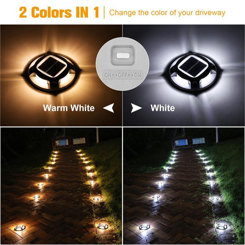 VOLISUN 12 Pack Solar Dock Marine Lights ,Outdoor LED Solar Powered Waterproof Driveway Marker Deck Lights for Warning Step Sidewalk Pathway (White/Blue)