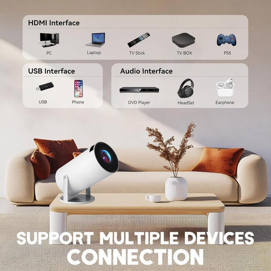 [US Warehouse]Game Projector with 2 Retro Game Consoles, 2 in 1 Projector, Dual Game Sticks, Mini Projector with Bluetooth and WIFI, 4K Multi-Function HD Portable Outdoor Movie Proyector, Compatible with Iphone/Pc/Laptop,