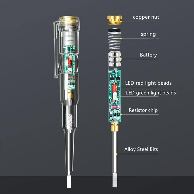 24-250V Portable Electrician Circuit Tester Pen, Responsive Electrical Tester Pen, Non Contact Voltage Tester Pen with LED Indicator Light Waterproof Electricity Measurement Pen (1PCS)