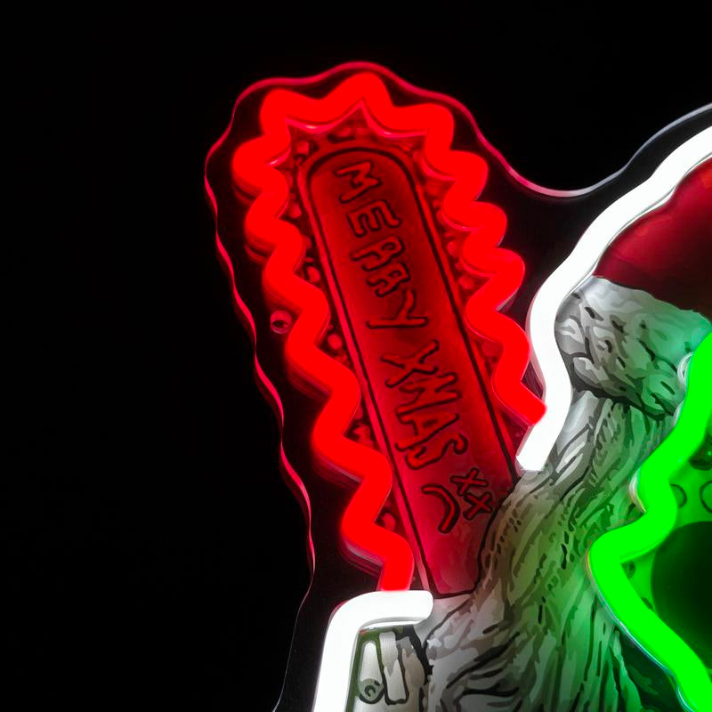 Terifiier Art the Clown Christmas Neon Sign Horror Movie Inspired LED Wall Light USB Powered Acrylic Panel Horror Movie Collectible 13.39 X 13.39 Inch