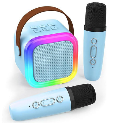 Mini Karaoke Machine with 2 Microphones, Wireless BT Speaker,Bluetooth Speaker with LED Nightlight, Bluetooth Karaoke Speaker with Subwoofer,Boombox 3,Ipx4 Water Resistant,Natural Sound,Portable Dvd Player,Suitable as Halloween or Birthday Gifts Ps4 Pro