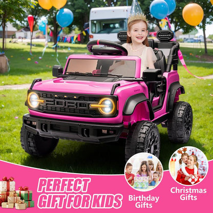 Segmart 12V Licensed Ford Bronco Raptor Ride on Car for Kids, Electric Truck with Remote Control, LED Lights & Music, Outdoor Kids Gift