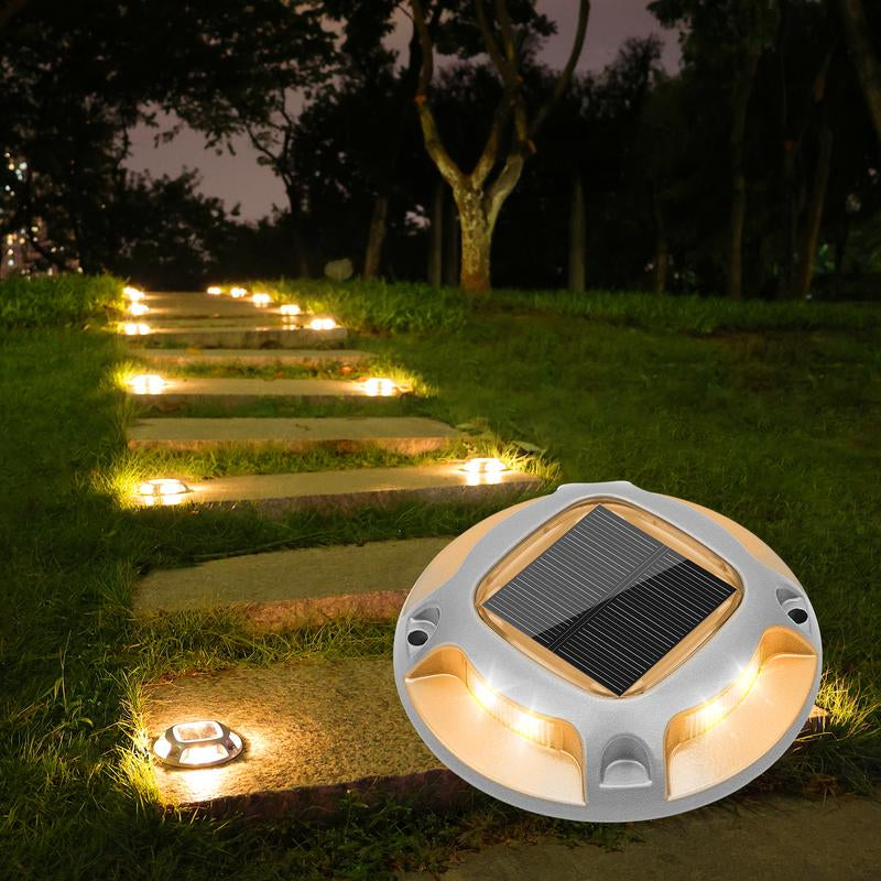 VOLISUN 12 Pack Solar Dock Marine Lights ,Outdoor LED Solar Powered Waterproof Driveway Marker Deck Lights for Warning Step Sidewalk Pathway (White/Blue)