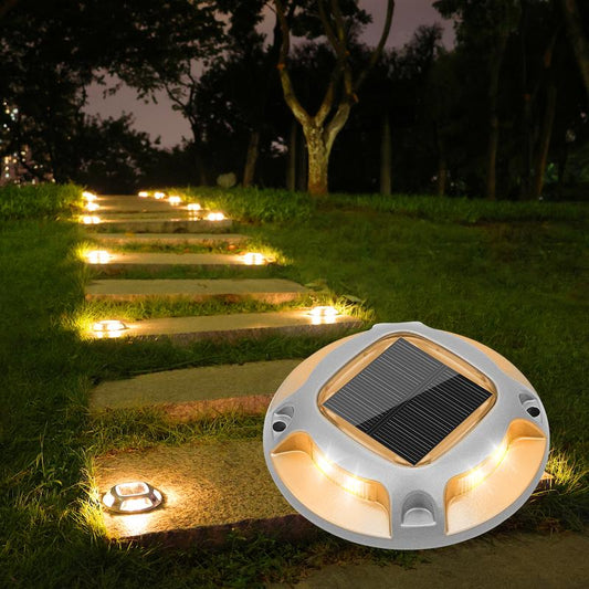 VOLISUN 12 Pack Solar Dock Marine Lights ,Outdoor LED Solar Powered Waterproof Driveway Marker Deck Lights for Warning Step Sidewalk Pathway (White/Blue)