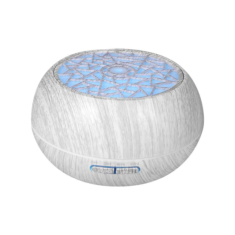Family Sized 550Ml Ultrasonic Air Humidifier & Aroma Diffuser, Wood Grain Design, Remote Operation, 7 LED Mood Lights, 6 Essential Oils for Home Wellness, Aromatherapy Machine & Air Purifier for Enhanced Comfort