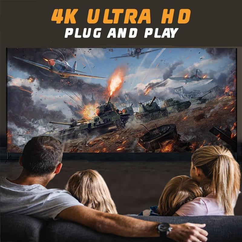 [US Warehouse]Game Projector with 2 Retro Game Consoles, 2 in 1 Projector, Dual Game Sticks, Mini Projector with Bluetooth and WIFI, 4K Multi-Function HD Portable Outdoor Movie Proyector, Compatible with Iphone/Pc/Laptop,