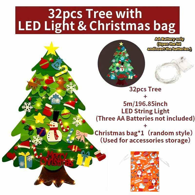 Felt Christmas Tree with Detachable Ornaments, 1 Set Hanging Xmas Tree Kit, DIY Handicrafts Festival Wall Decoration without Battery, Thanksgiving, Chrismats Gift Set